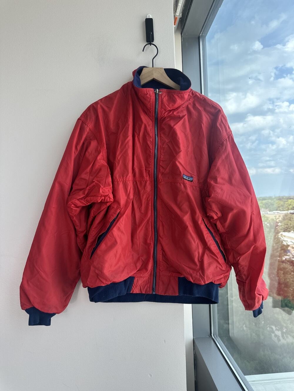 Vintage Patagonia Shelled Synchilla Jacket Mens Fleece Lined Bomber Red Sz XL